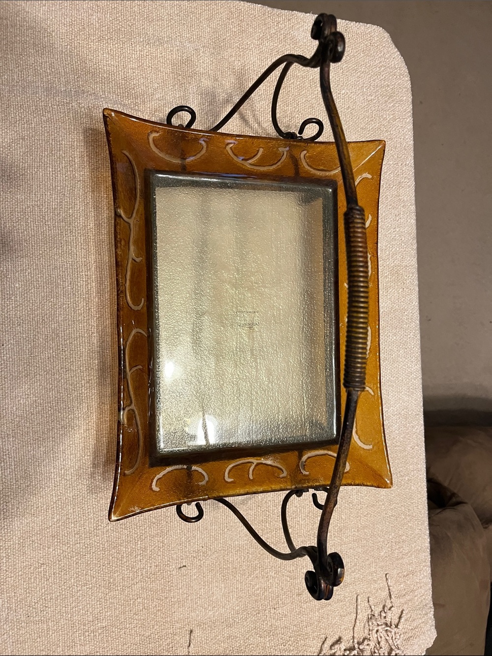 Glass serving tray with metal stand